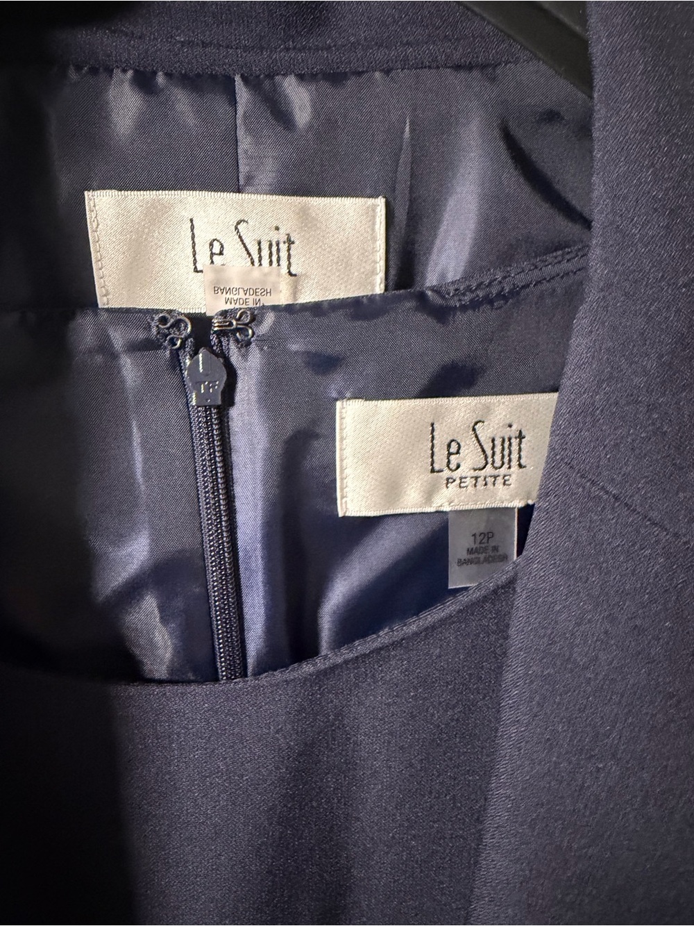 Le Suit Navy Piped Longline Blazer Coat suit Two piece - Picture 2 of 6